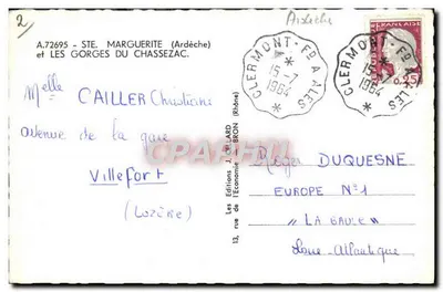 As Gorges do Chassezac — Ardèche — Éditions de l'Économie, Clermont-Ferrand — Verso