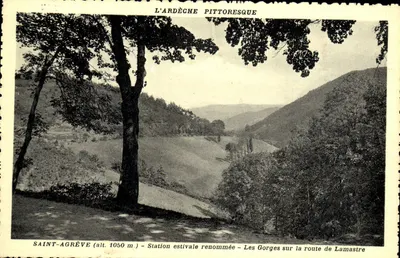 Saint-Agrève (alt. 1050 m.) — Estação de verão renomada — As Gorges na estrada de Lamastre — P. Dubont, editor