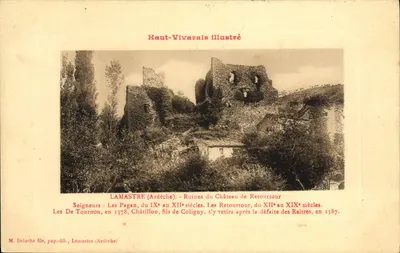 Lamastre (Ardèche) — Ruínas do Castelo de Retourtour — M. Deloche filho, papelaria, Lamastre (Ardèche)