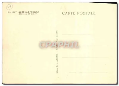 Bilhete postal antigo Aubenas Castelo de São Benedito — Verso