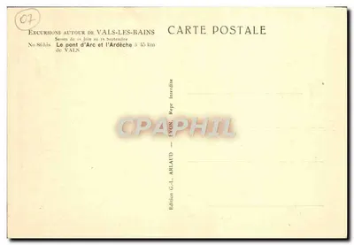 O arco de Arc — Ardèche — Edição G.-L. ARLAUD, Lyon — Verso