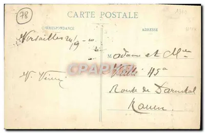 Versailles - O Castelo. Grande Trianon - Salão dos Espelhos — Mesa redonda de 2m80 de diâmetro, superfície em único pedaço. P.P.D. PARIS n°49 — Verso