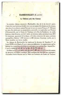 Rambouillet (Seine-et-Oise) — Zamek w kanalach — 4e seria, Solution Pautaubege — Rewers