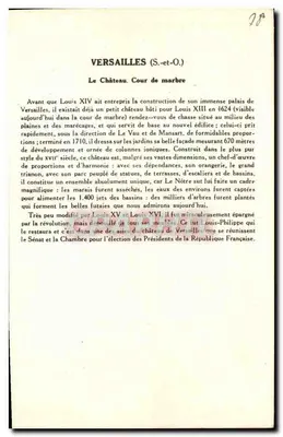 Versailles (Seine-et-Oise) — Pałac Cour de Marbre — 4e seria, Solution Paultauberge — Rewers