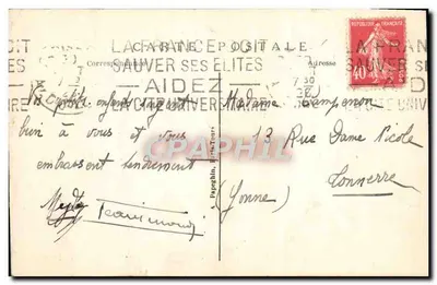 Bilhete postal antigo Malmaison A Sala de Bonaparte e os Lembranças de Ste Helene — Verso