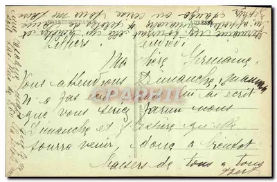 Tarjeta postal antigua Triel — La Iglesia — Reverso