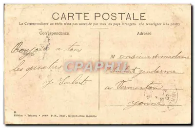 Zamek w Meudon, strona ogrodu przed pożarem — Wydawnictwo Trianon, nr 1049 — Rewers
