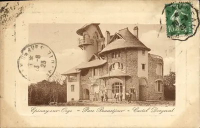 Bilhete postal antigo Epinay sur Orge Parque Beausejour Castelo Dorgeval