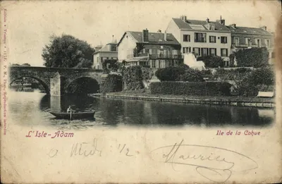 L'Isle-Adam — île de la Cohue avec pont en pierre et bateau — Édition Triomph, n°1178