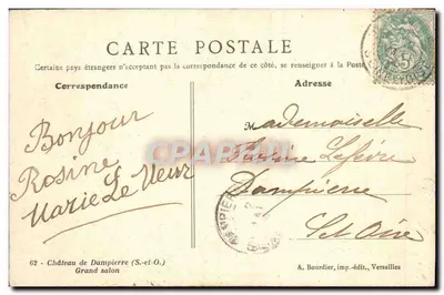 Castelo de Dampierre (S.-et-O.) — Salão principal — A. Bourdier, imp.-edit., Versailles — Verso