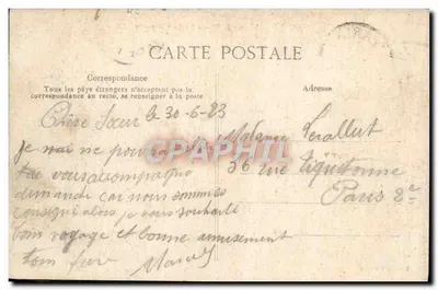 Tarjeta postal antigua Ablon Vista sobre el Sena Puente Colgante — Reverso