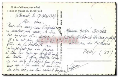 Villeneuve-le-Roi — Igreja e Prefeitura do Alto País — Edições d'Art Levaillois-Perret, N°6 — Verso