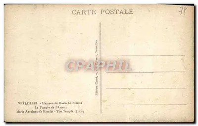 Le Temple de l'Amour — Versailles — Édition Comé, 9, rue Colbert, Versailles — Verso