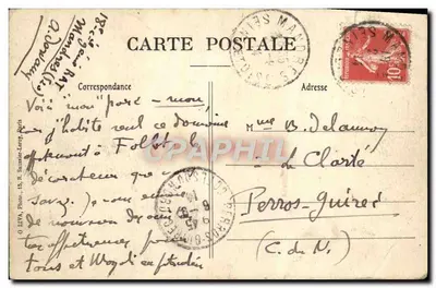 Bilhete postal antigo Mandres O Parque de Beausejour — Verso