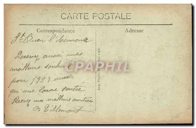 Bilhete postal antigo São Ouen l'Aumone Virgem aberta — Verso