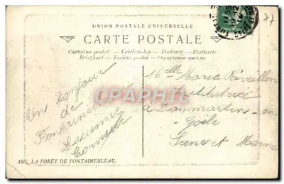 La Foresta di Fontainebleau — Il Calvario — Unione Postale Universale, n°195 — Verso