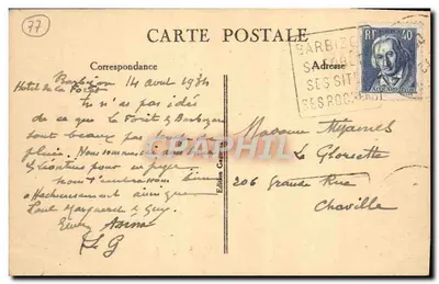 Barbizon — Route de Sully — Edição Postal — Verso