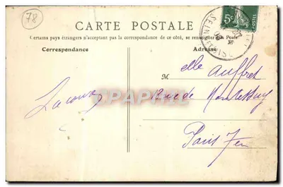 Bilhete postal antigo Septeuil O Castelo das Torres — Verso