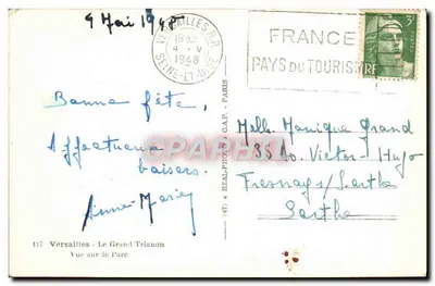 Versailles - Grand Trianon — Widok na ogród — wydawca C.A.P. nr 417 — Rewers