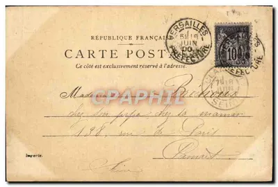 Pałac Wielkiego Trianonu. Pokój sypialny Napoleona I — Wydawca P. S. A. D. Claret-Fernand, n° 4852 — Rewers