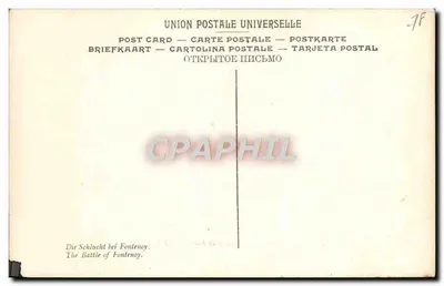 Bilhete postal antigo Versailles Batalha de Fontenoy Vernet — Verso