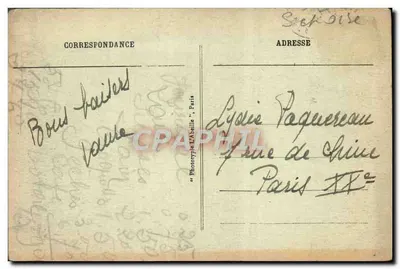 Widok zamku i mostu w Saint-Cloud z XVII wieku — fototypia L'Abelle, Paryż, nr 74 — Rewers