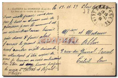 O Salto do Rio de Groux — GARGES-les-GONESSE (S.-et-O.) — Edição J. F. Rouguy — Verso