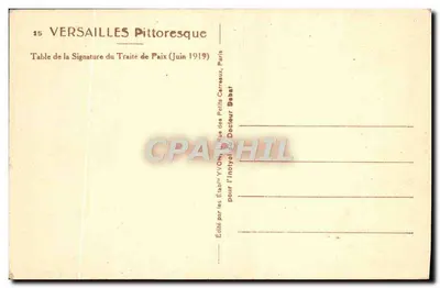 Versailles — Mesa da Assinatura do Tratado de Paz (Junho 1919) — Yvon — Verso