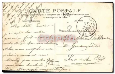 Panorama Versailles — widok z lotu ptaka ogrodu i pałacu — Pani Moreau, wyd. Versailles — Rewers