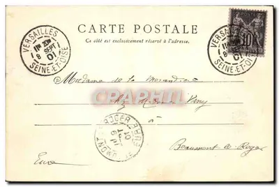 Panorama Versailles — widok lotniczy zamek i ogrody — Fournier, wyd., Versailles — Rewers