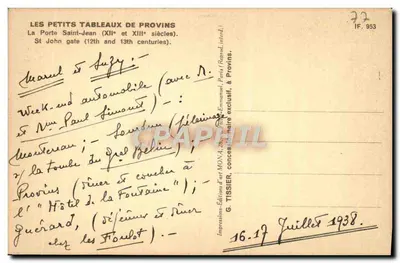 Porta Saint-Jean — Provins — editor MONA, n° 72 — Verso