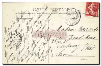 Paleis van Fontainebleau — ijzeren paard trap en gevel naar het kasteel — Uitgever: G. Baudry — Achterkant