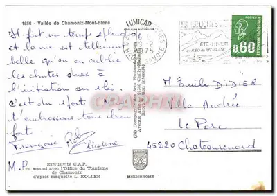 Vallei van Chamonix-Mont-Blanc — Antieke ansichtkaart — Lumicad — Achterkant
