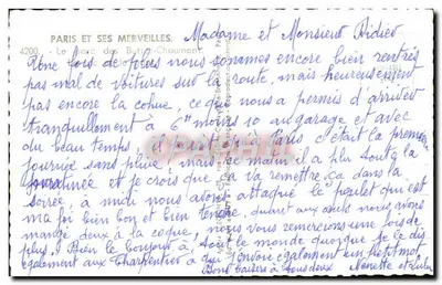 Il parco delle Buttes-Chaumont — Parigi — editore Paris et ses merveilles, n° 4200 — Verso