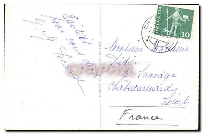Zamek w Oex — widok panoramiczny — Société Graphique Neuchâtel, nr 2302 — Rewers