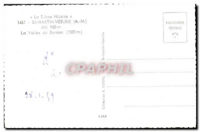A Vale do Boréon — Saint-Martin-Vésubie — editor R. TORDO — Verso