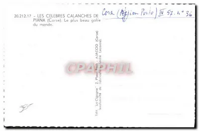 Las Calanches de Piana — Córcega — Editor La Cigogne, n° 36 — Reverso