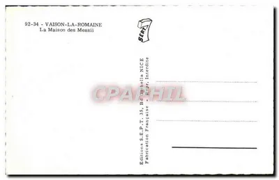 Vaison-la-Romaine — La Maison des Messii — Éditions S.E.P.T. NICE — Verso