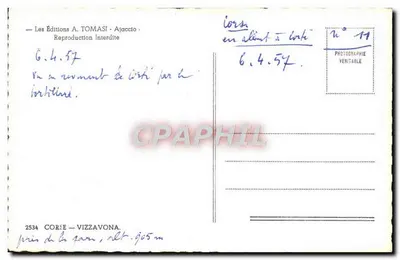 Vizzavona — Perto da estação, alt. 905 m — Les Éditions A. TOMASI · Ajaccio — Verso