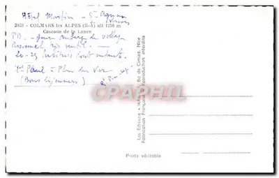 Wodospad La Lance — Colmars-les-Alpes (B-A) wys. 1250 m — Wydawcy Cimiez — Rewers