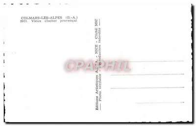 Colmars-les-Alpes — Stary zegarmistrzowsko-prowencka wieża — Éditions Artistiques ADIA, NICE, nr 2971 — Rewers
