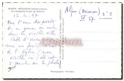 Zamkowe murawiska i szczyt Mélezin — Briançon (Hautes-Alpes) — Wydawnictwo La Cigogne — Rewers