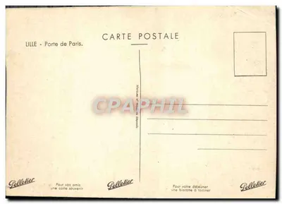 Lille - Porte de Paris — wydawca Pelletier, numer serii nie widoczny — Rewers