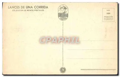 Rejoneio a cavalo — TUSSEN — Série 1059, Coleção de Vinte Cartões Postais — Verso