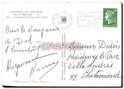 Dol-de-Bretagne — Catedral São Samson (XII e XIII) — Edições d'Art 'Jack' n°1125 — Verso