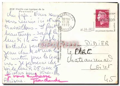 Calle típica antigua de la Provenza — Caveillon — Ediciones de Provenza G.A.L. Carpentras — Reverso