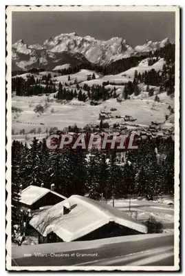 Villars-Chesières e Grammont — vista de montanha nevada — editor Perrochel, n° 9331