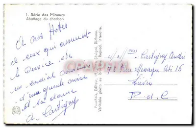 Mineiros — Extração de carvão — Fauchois, Editor, Béthune — Verso