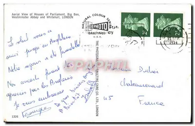 Dom Parlamentu, Big Ben, Abp. Westminsterska i Whitehall — Londyn — The Photographic Greeting Card Co. Ltd. n°1326 — Rewers