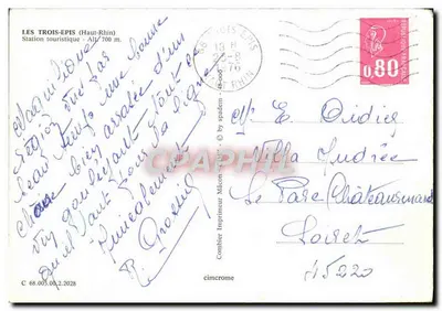 Les Trois Epis — Stacja turystyczna — Wydawca Combier Imprimeur Maçon — Rewers